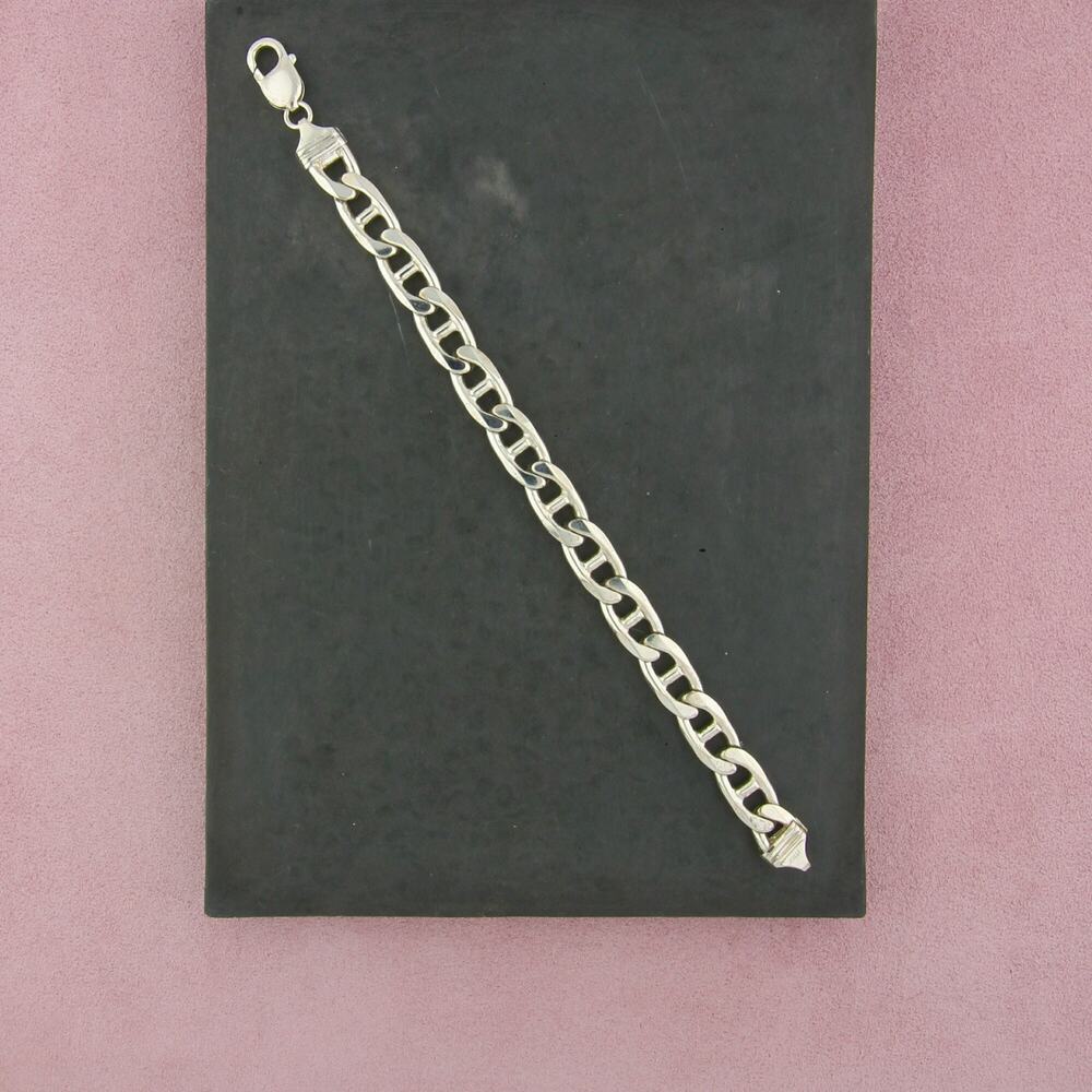 sterling silver mens italian mariner link chain bracelet size 8.5in